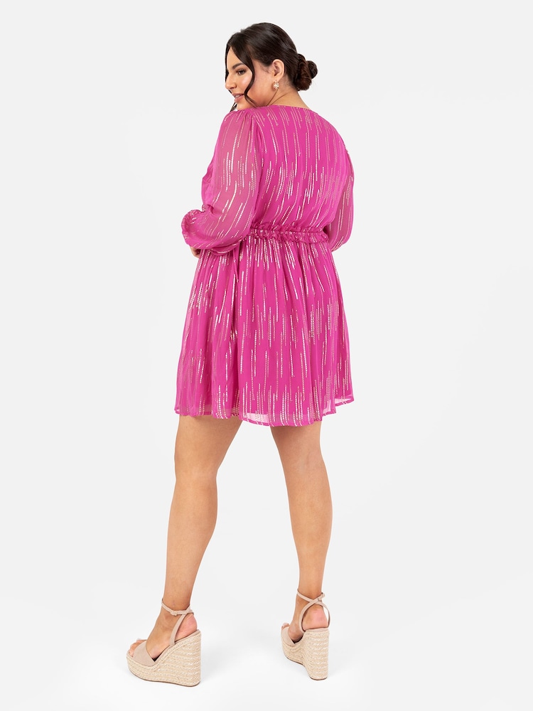 Lovedrobe Pink Balloon Sleeve Side Tie Mini Dress - Image 2 of 5