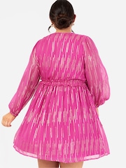 Lovedrobe Pink Balloon Sleeve Side Tie Mini Dress - Image 4 of 5