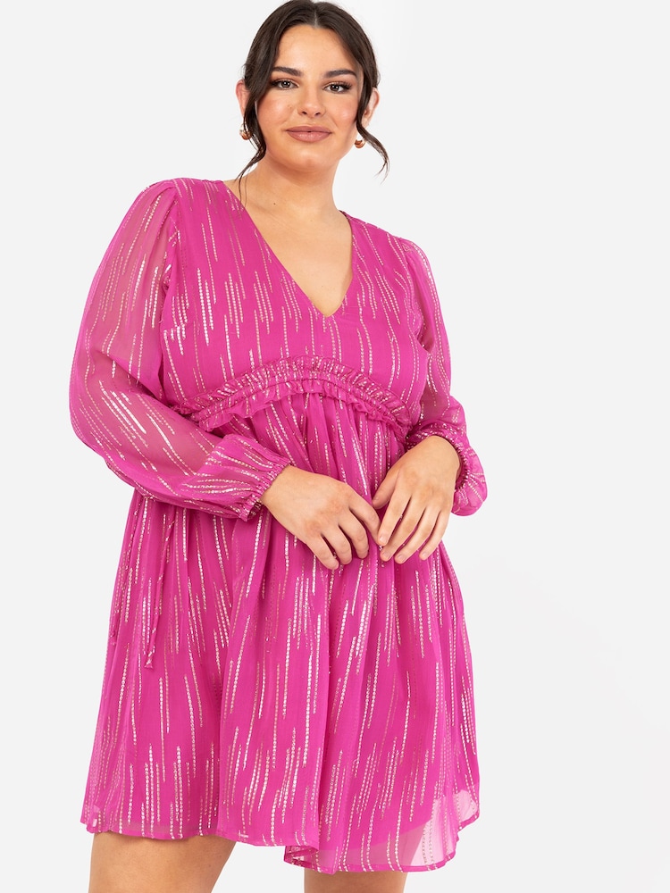 Lovedrobe Pink Balloon Sleeve Side Tie Mini Dress - Image 5 of 5 Lovedrobe Pink Balloon Sleeve Side Tie Mini Dress - Image 5 of 5
