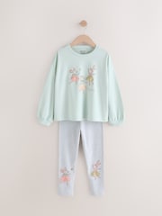 Green Pretty Bunny Fairy Long Sleeve T-Shirt and Leggings Set (3mths-7yrs) - Image 1 of 5