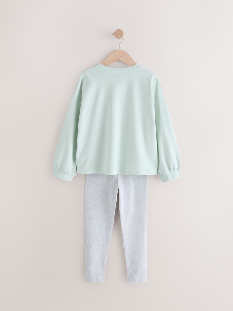 Green Pretty Bunny Fairy Long Sleeve T-Shirt and Leggings Set (3mths-7yrs) - Image 2 of 5