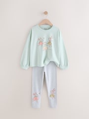 Green Pretty Bunny Fairy Long Sleeve T-Shirt and Leggings Set (3mths-7yrs) - Image 3 of 5