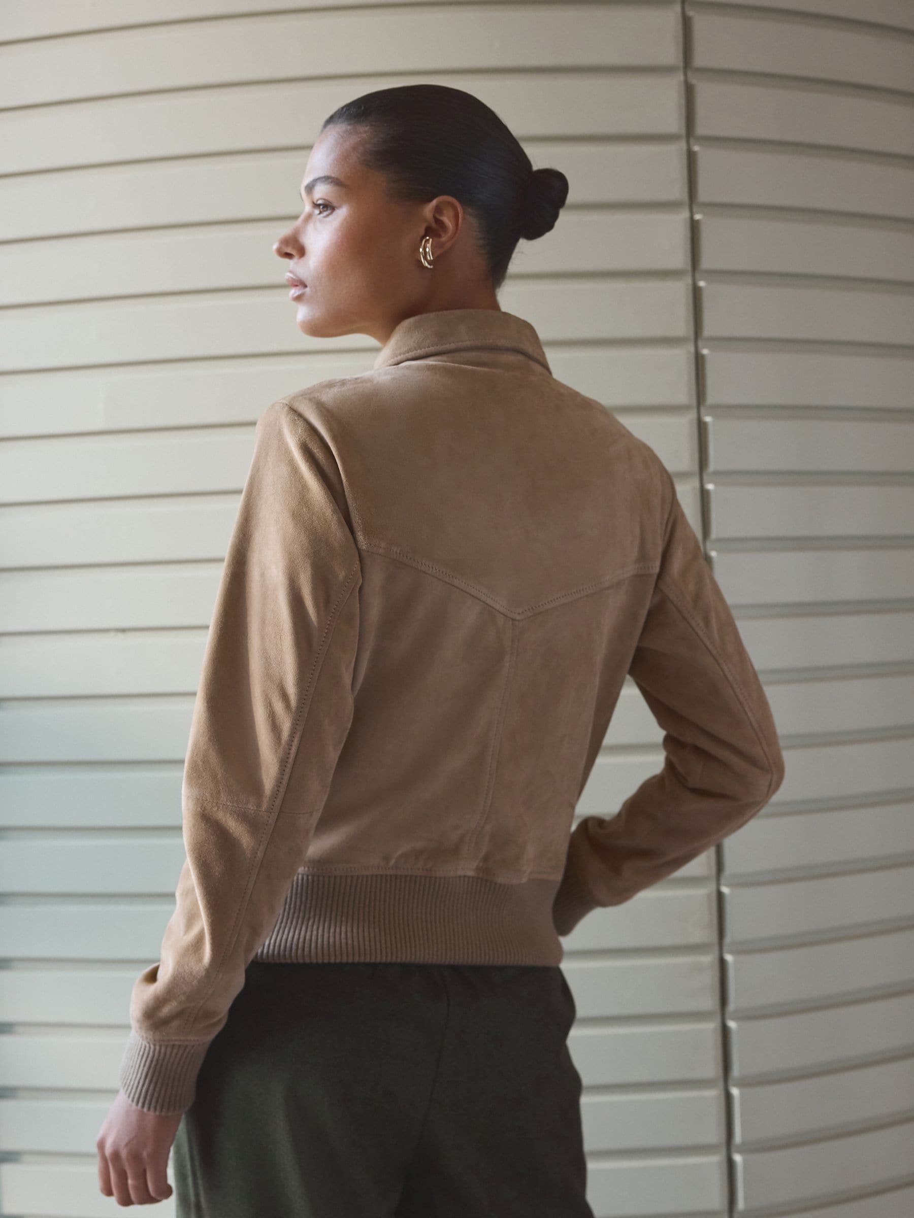 Buy Neutral Real Suede Bomber Jacket from Next USA Buy Neutral Real Suede Bomber Jacket from Next USA