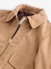 Neutral Real Suede Bomber Jacket - Image 7 of 9