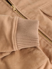 Neutral Real Suede Bomber Jacket - Image 8 of 9