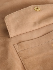 Neutral Real Suede Bomber Jacket - Image 9 of 9
