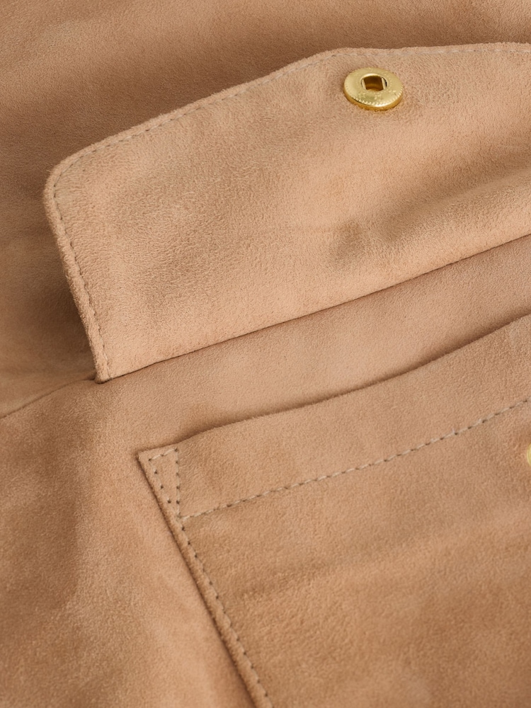 Neutral Real Suede Bomber Jacket - Image 9 of 9