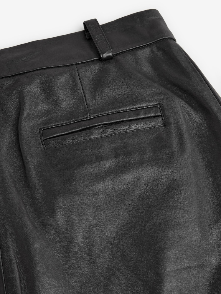 Black N. Premium Real Leather Wide Leg Trousers - Image 7 of 7