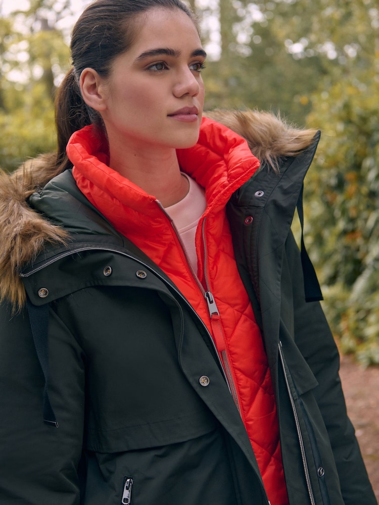 Buy Khaki Green Elements Shower Resitant Parka Jacket from Next Oman