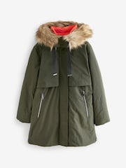 Khaki Green Elements Shower Resitant Parka Jacket - Image 7 of 9