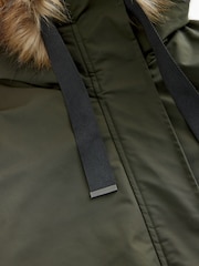 Khaki Green Elements Shower Resitant Parka Jacket - Image 8 of 9