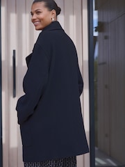 Black Premium Wool Blend Revere Coat - Image 3 of 4