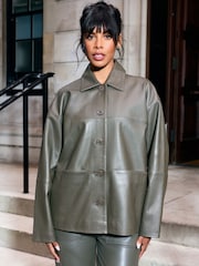 Khaki Green N. Premium Genuine Leather Jacket - Image 2 of 6