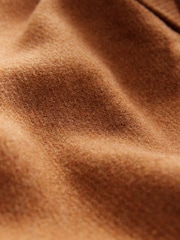 Tan Brown Premium Wool Blend Revere Coat - Image 6 of 7
