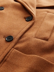 Tan Brown Premium Wool Blend Revere Coat - Image 7 of 7