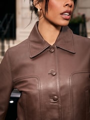 Chocolate Brown N. Premium Genuine Leather Jacket - Image 4 of 5