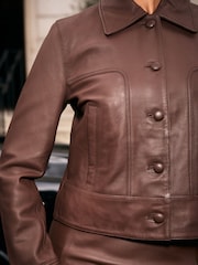 Chocolate Brown N. Premium Genuine Leather Jacket - Image 5 of 5