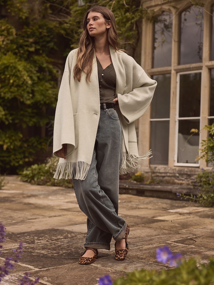 Cream Premium Handsewn Wool Rich Scarf Coat - Image 2 of 10