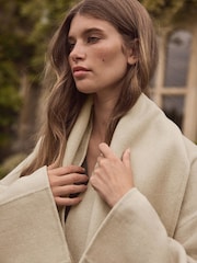 Cream Premium Handsewn Wool Rich Scarf Coat - Image 5 of 10