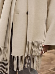 Cream Premium Handsewn Wool Rich Scarf Coat - Image 6 of 10