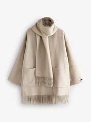 Cream Premium Handsewn Wool Rich Scarf Coat - Image 7 of 10