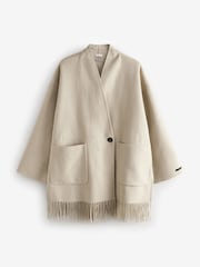 Cream Premium Handsewn Wool Rich Scarf Coat - Image 8 of 10