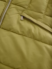 Bright Green Shower Resistant Padded Puffer Hooded Mid Length Coat - Image 8 of 11