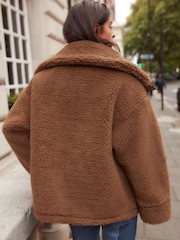 Marron fauve - Veste Teddy en imitation peau de mouton - Image 3 de 9