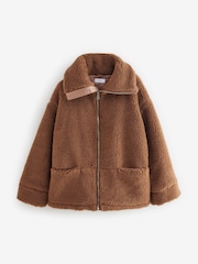 Marron fauve - Veste Teddy en imitation peau de mouton - Image 6 de 9