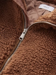 Marron fauve - Veste Teddy en imitation peau de mouton - Image 7 de 9