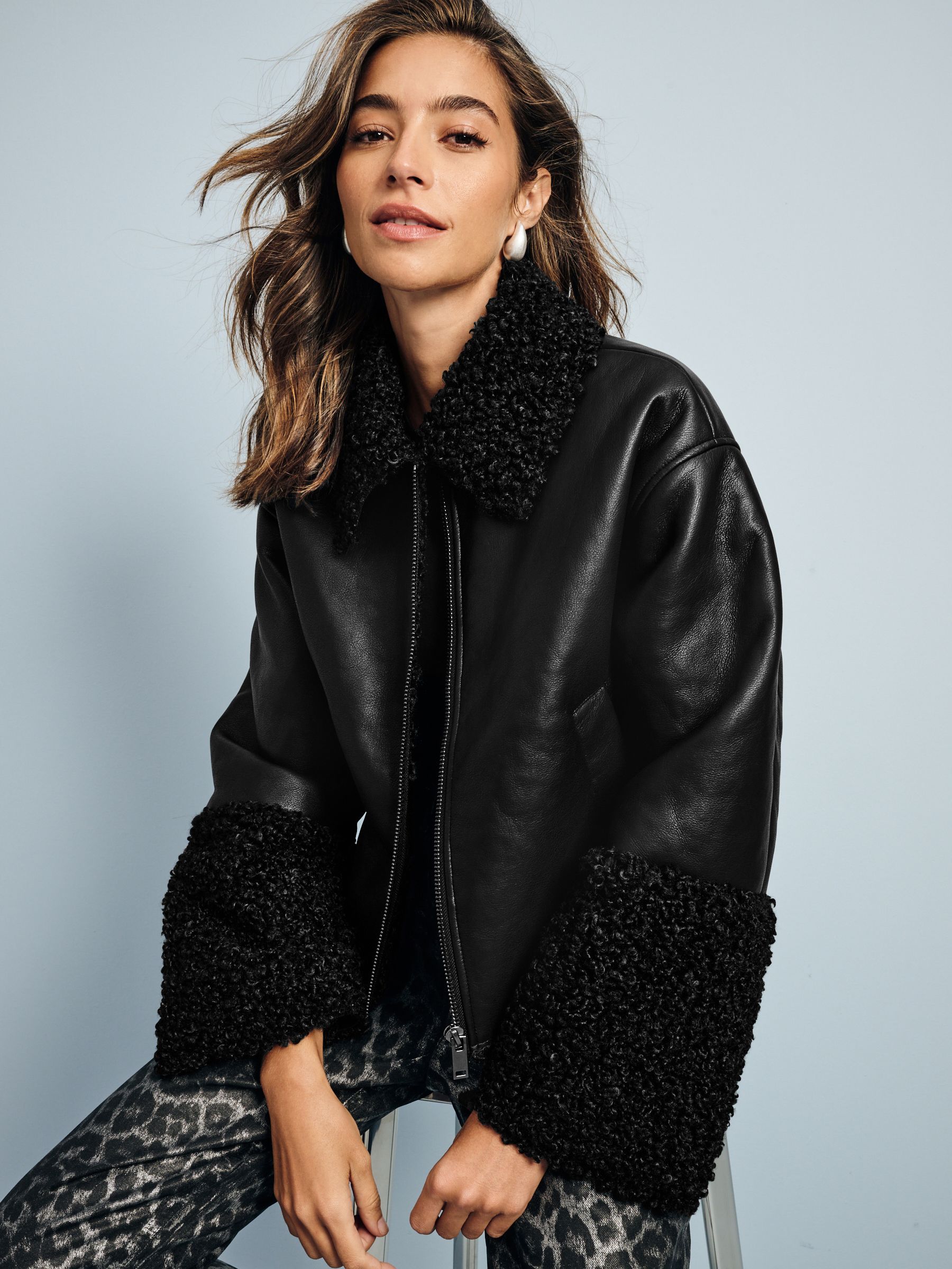 Black borg aviator jacket deals