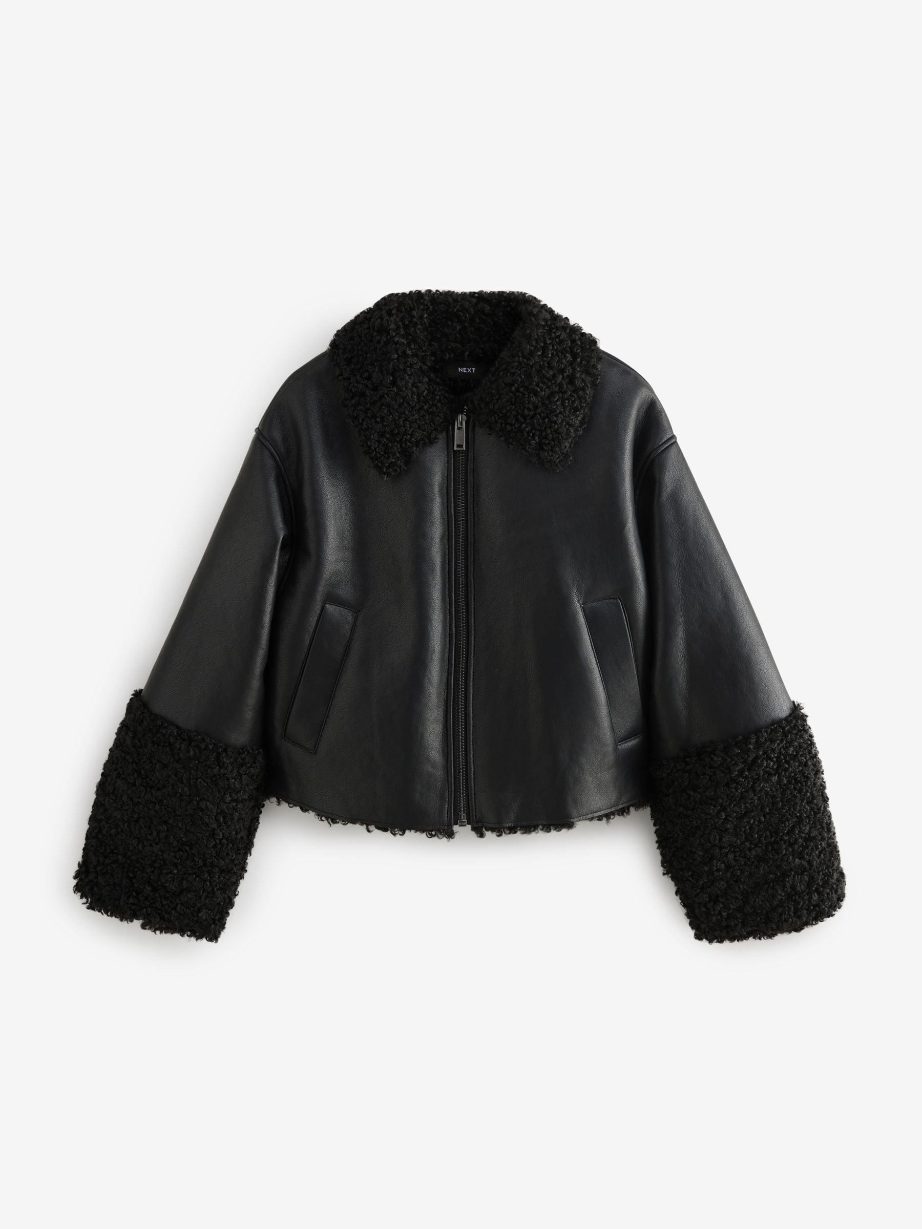 ふるさと納税 Buy Black Borg Cuff Aviator Jacket from Next USA ジャケット・アウター
