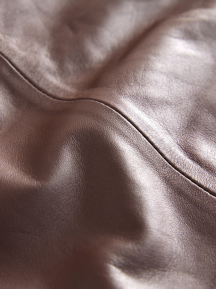 Chocolate Brown N. Premium Genuine Leather Mini Skirt - Image 7 of 7