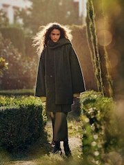 Olive Green Coatigan Scarf Coat Set - Image 1 of 7