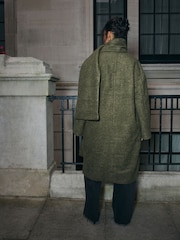 Olive Green Coatigan Scarf Coat Set - Image 3 of 7