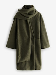 Olive Green Coatigan Scarf Coat Set - Image 4 of 7