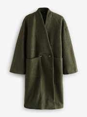 Olive Green Coatigan Scarf Coat Set - Image 5 of 7