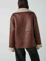 Tan Brown Aviator Jacket - Image 4 of 10