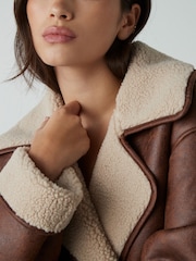 Tan Brown Aviator Jacket - Image 5 of 10