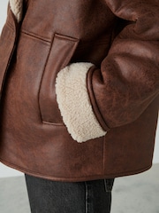 Tan Brown Aviator Jacket - Image 6 of 10