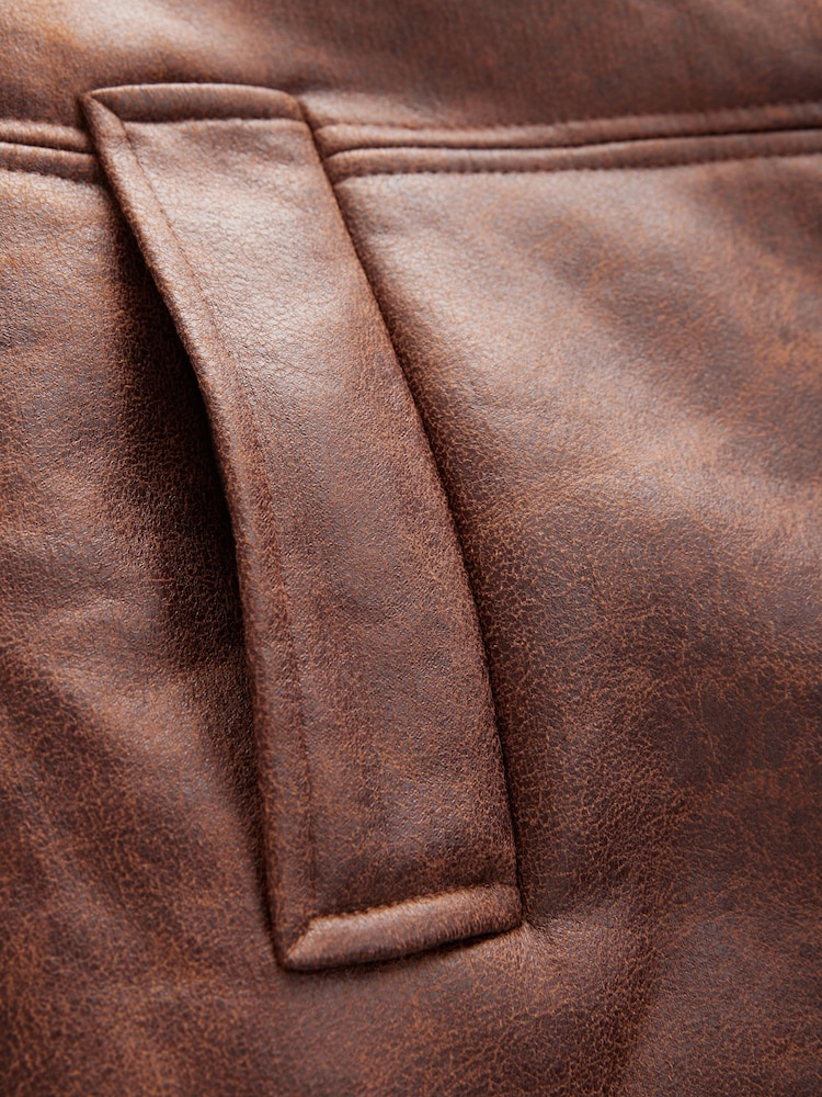 Tan Brown Aviator Jacket - Image 9 of 10
