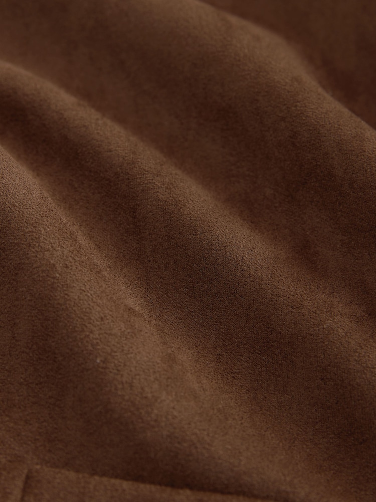 Chocolate Brown Faux Suede Fringed Jacket - Image 8 of 8
