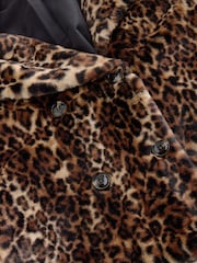 Leopard Animal Print Faux Fur Coat - Image 7 of 9