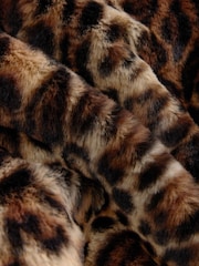 Leopard Animal Print Faux Fur Coat - Image 8 of 9