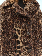 Leopard Animal Print Faux Fur Coat - Image 9 of 9