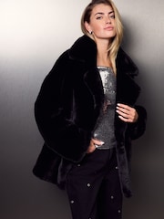 Black Faux Fur Coat - Image 2 of 7