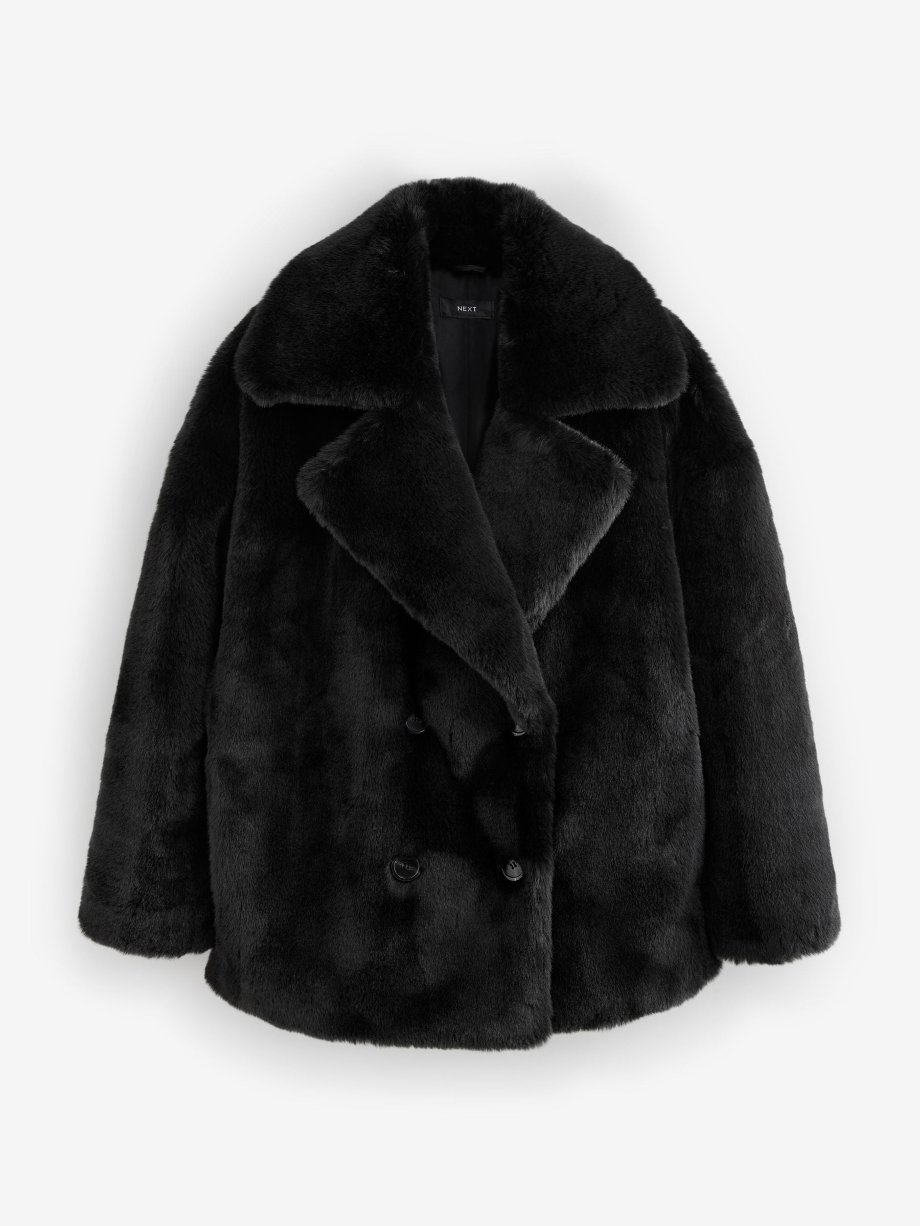 Black midi fur coat discount