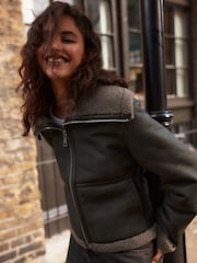 Grey Teddy Borg Aviator Jacket - Image 1 of 8