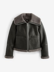 Grey Teddy Borg Aviator Jacket - Image 6 of 8