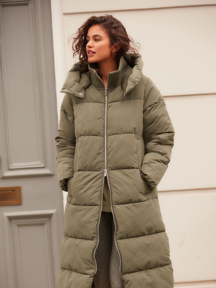 Khaki Green Shower Resistant Padded Hooded Coat - Image 2 of 9